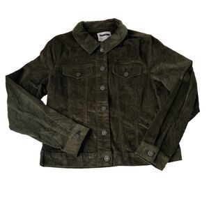 Noisy May Women’s Corduroy Button-Up Jacket Olive Green Size Large